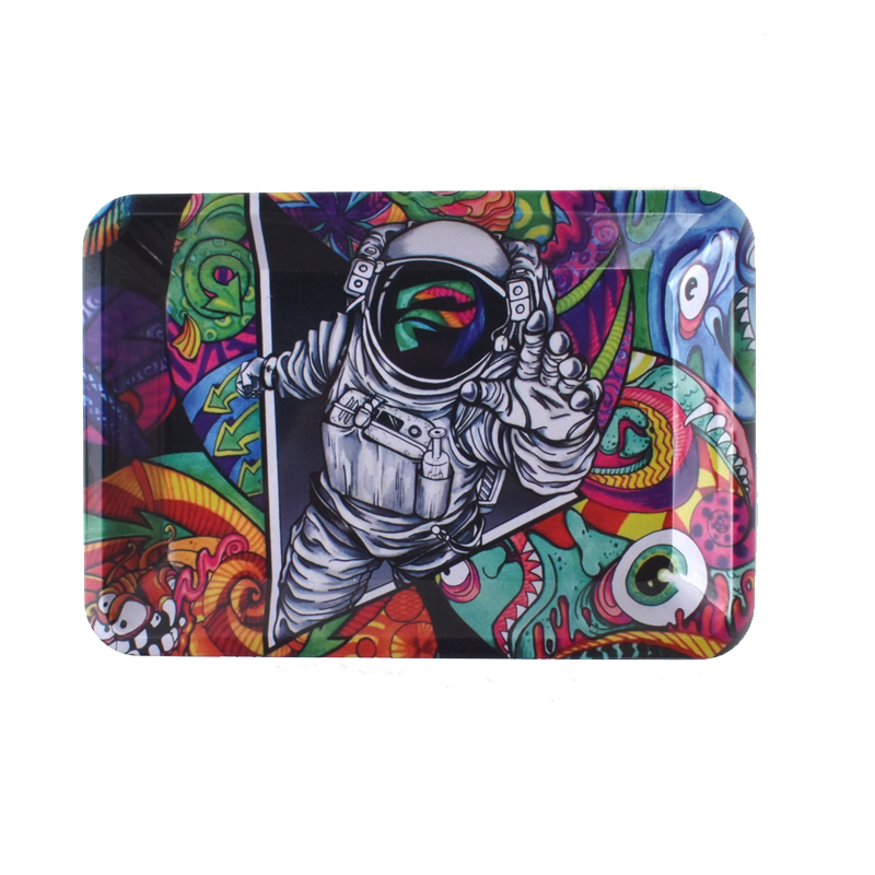 180 125mm Metal Rolling Trays Cartoon Patterns Tobacco Cigarette Tool Operation Plate Pink Girls Astronaut Pattern - Rolling Tray Shop