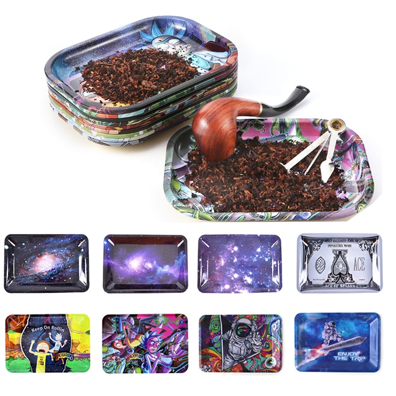 1PC Cigarette Tray Tobacco Rolling Tray Tinplate Metal Cigarette Smoking Herb Smoking Accessorie Home Desktop Storage 4 - Rolling Tray Shop
