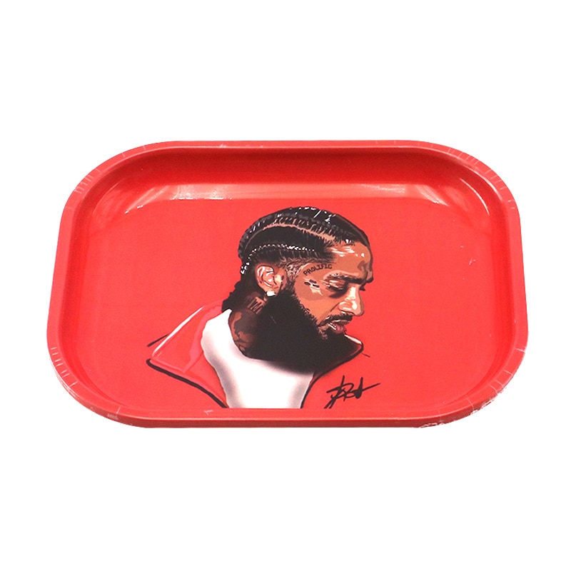 1Pcs Cigarette Rolling Tray 18 14CM Metal Storage Container Tobacco Tinplate Plate Herb Smoking Accessories 2 - Rolling Tray Shop