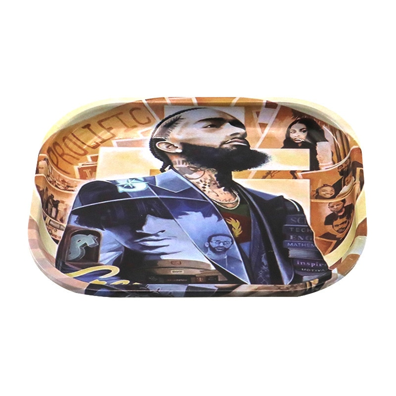 1Pcs Cigarette Rolling Tray 18 14CM Metal Storage Container Tobacco Tinplate Plate Herb Smoking Accessories 4 - Rolling Tray Shop