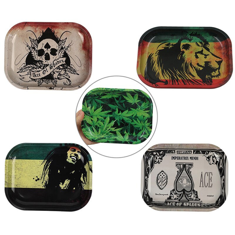 1pcs Rolling Tray Metal Cigarette Smoking Roll Tray Herb Tobacco Tinplate Plate 4 - Rolling Tray Shop