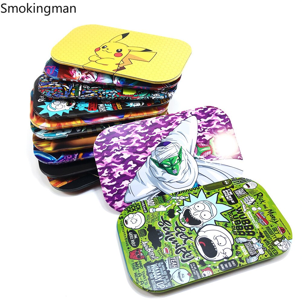 27 16cm Large Cigarette Tray with Lid Metal Tray Smoking Set Operating Panel Cartoon Cigarette Tray 1 - Rolling Tray Shop