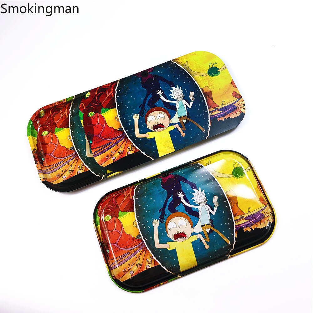 27 16cm Large Cigarette Tray with Lid Metal Tray Smoking Set Operating Panel Cartoon Cigarette Tray 3 - Rolling Tray Shop