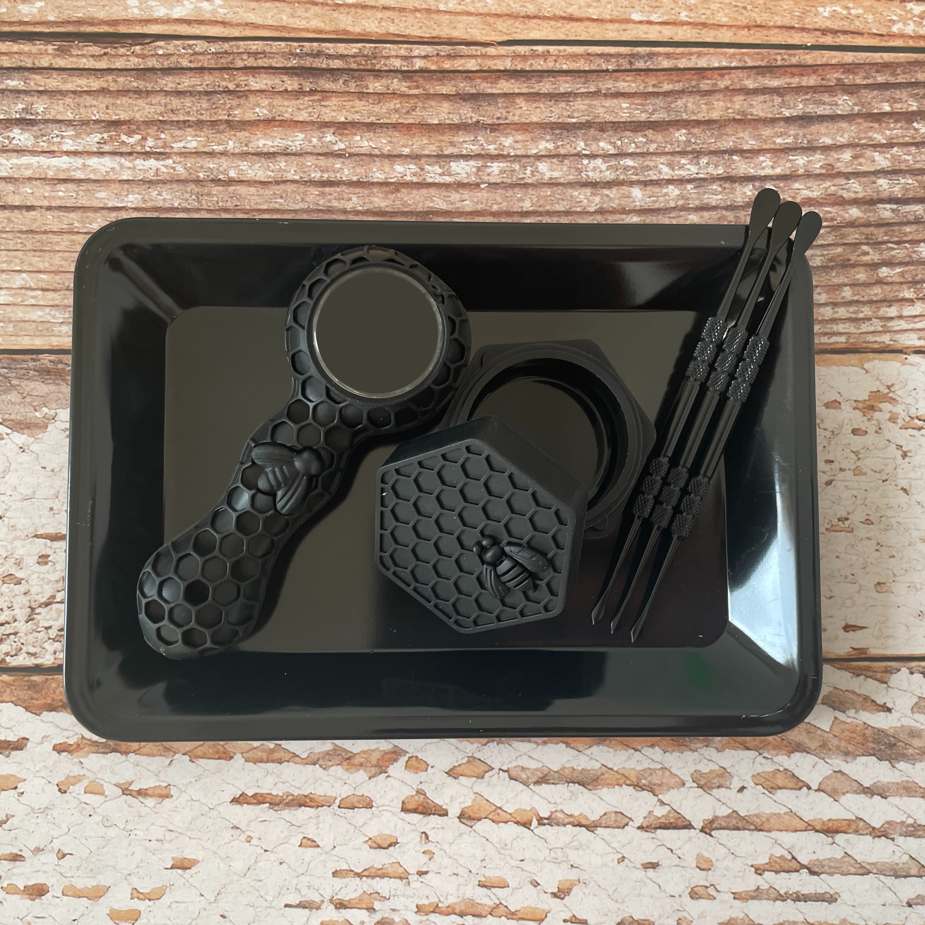 Black Honeycomb Wax Container Carving Tool Rolling Tray - Rolling Tray Shop