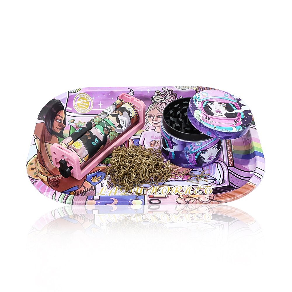 LADY HORNET 14 18CM Rolling Tray Metal Tinplate Plate Discs Tray 1 - Rolling Tray Shop