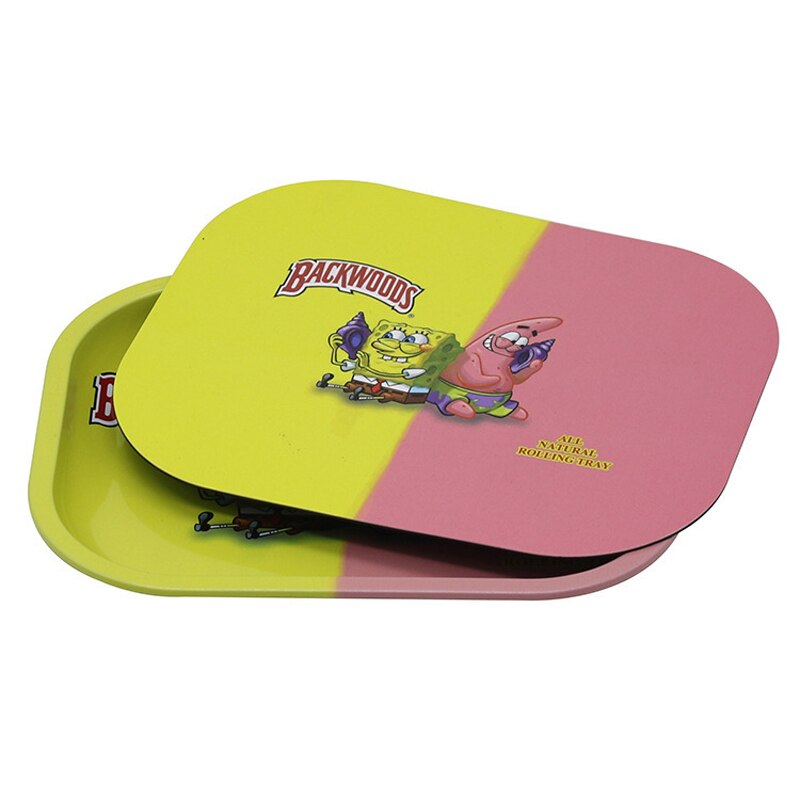 Metal Trays With Magnetic Lids 180 140mm Cartoon Rolling Plate Tobacco Stroage Smoking Hand Cigarette Papers 3 - Rolling Tray Shop
