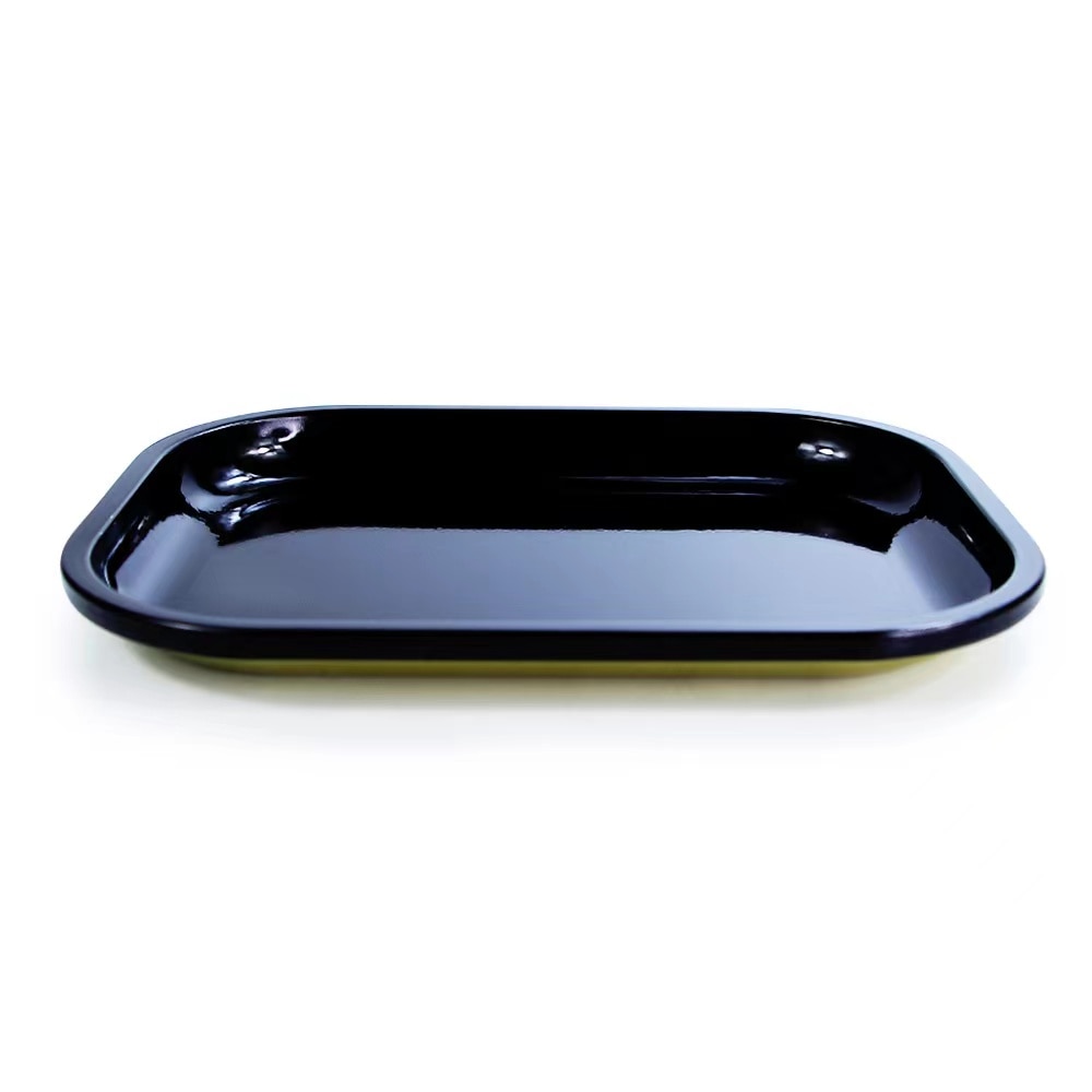 Rolling Tray With Magnetic Lid Metal Black Tinplate Desktop Storage Dish Weed Cigarette Joint Pre Roller 3 - Rolling Tray Shop