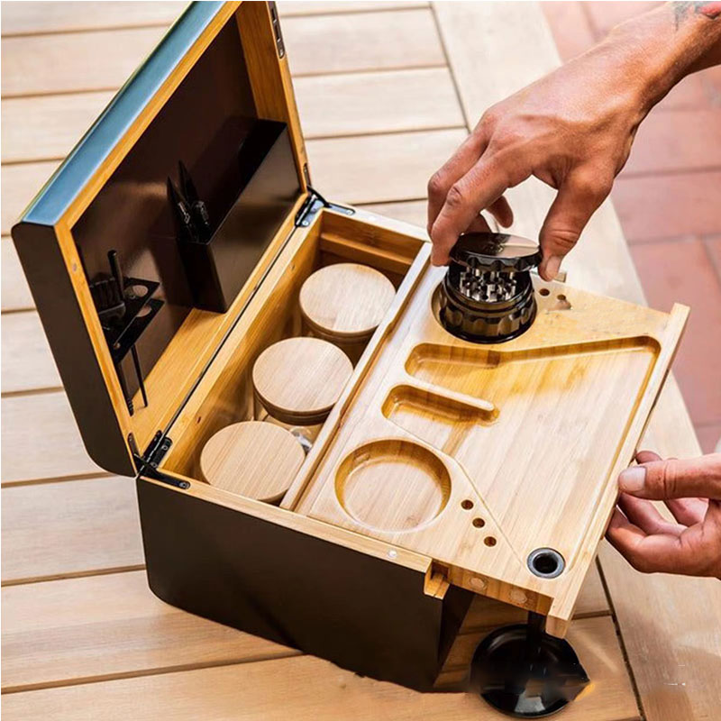 Wood Storage Box with Rolling Tray Multifunction Rolling Box Stash Box Storage Tray Wood For Home - Rolling Tray Shop